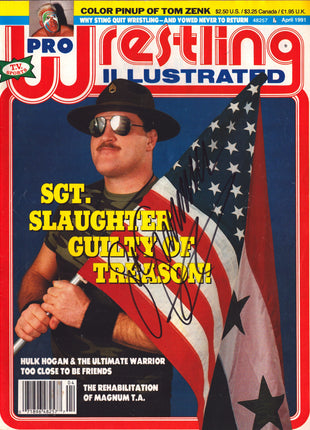 Sgt. Slaughter signed Pro Wrestling Illustrated Magazine April 1991