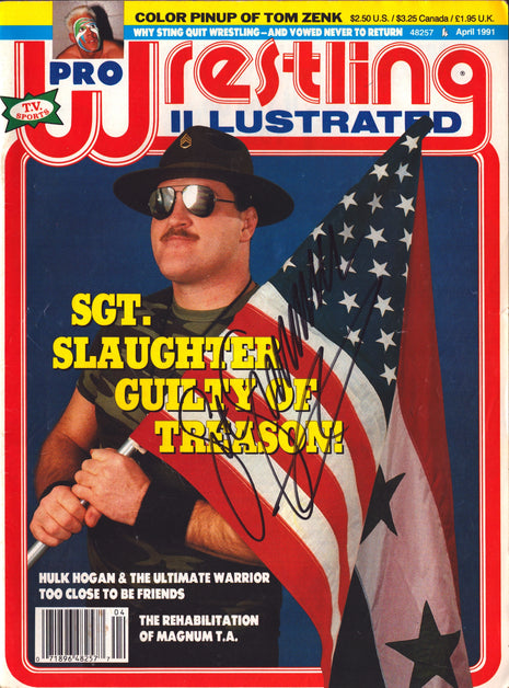 Sgt. Slaughter signed Pro Wrestling Illustrated Magazine April 1991