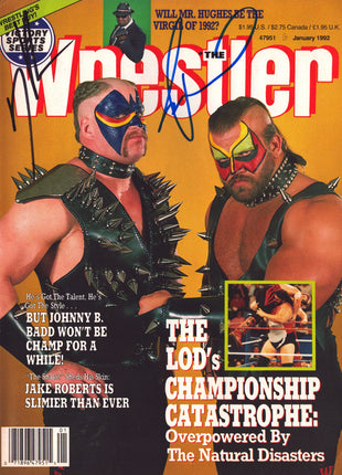 Roadwarriors - Hawk & Animal dual signed The Wrestler Magazine January 1992