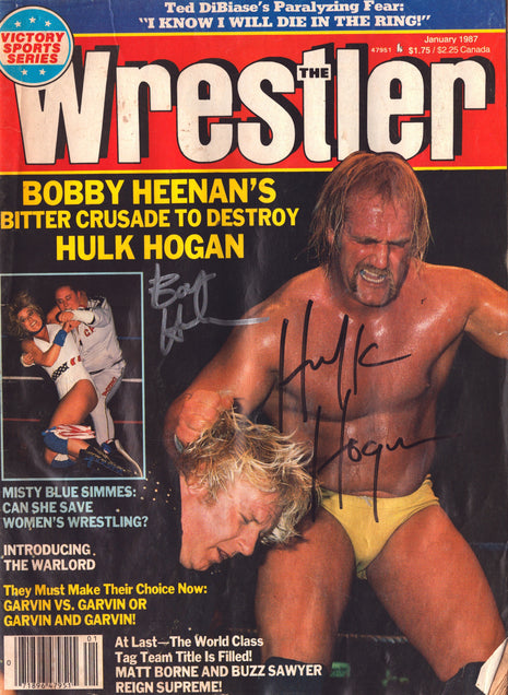 Hulk Hogan & Bobby Heenan dual signed The Wrestler Magazine January 1987