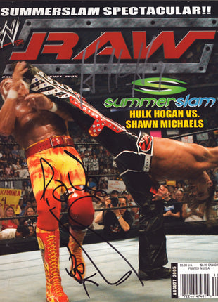 Hulk Hogan & Shawn Michaels dual signed WWE Raw Magazine August 2005