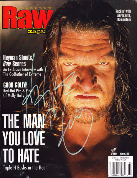 Triple H signed WWF Raw Magazine June 2001