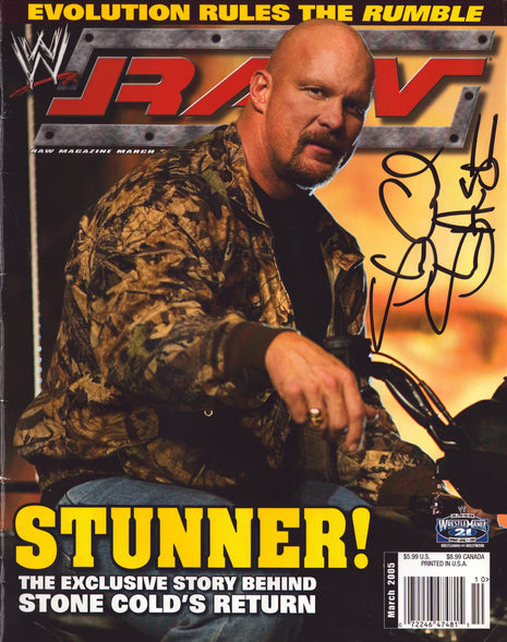 Stone Cold Steve Austin signed WWE Raw Magazine March 2005