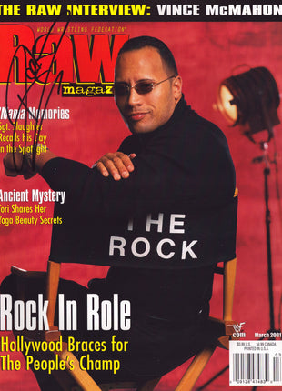 The Rock signed WWF Raw Magazine March 2001