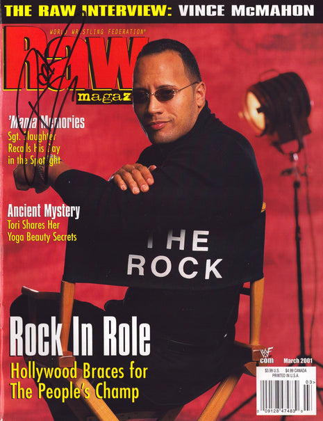 The Rock signed WWF Raw Magazine March 2001