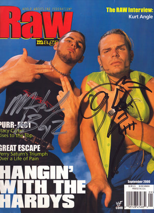 Jeff Hardy & Matt Hardy dual signed WWF Raw Magazine September 2000