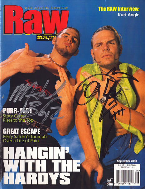 Jeff Hardy & Matt Hardy dual signed WWF Raw Magazine September 2000