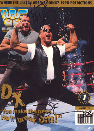 Triple H & Shawn Michaels dual signed WWF Magazine January 1998