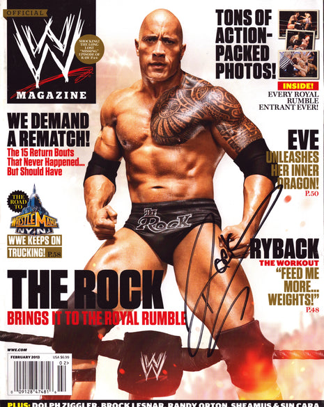 The Rock signed WWE Magazine February 2013