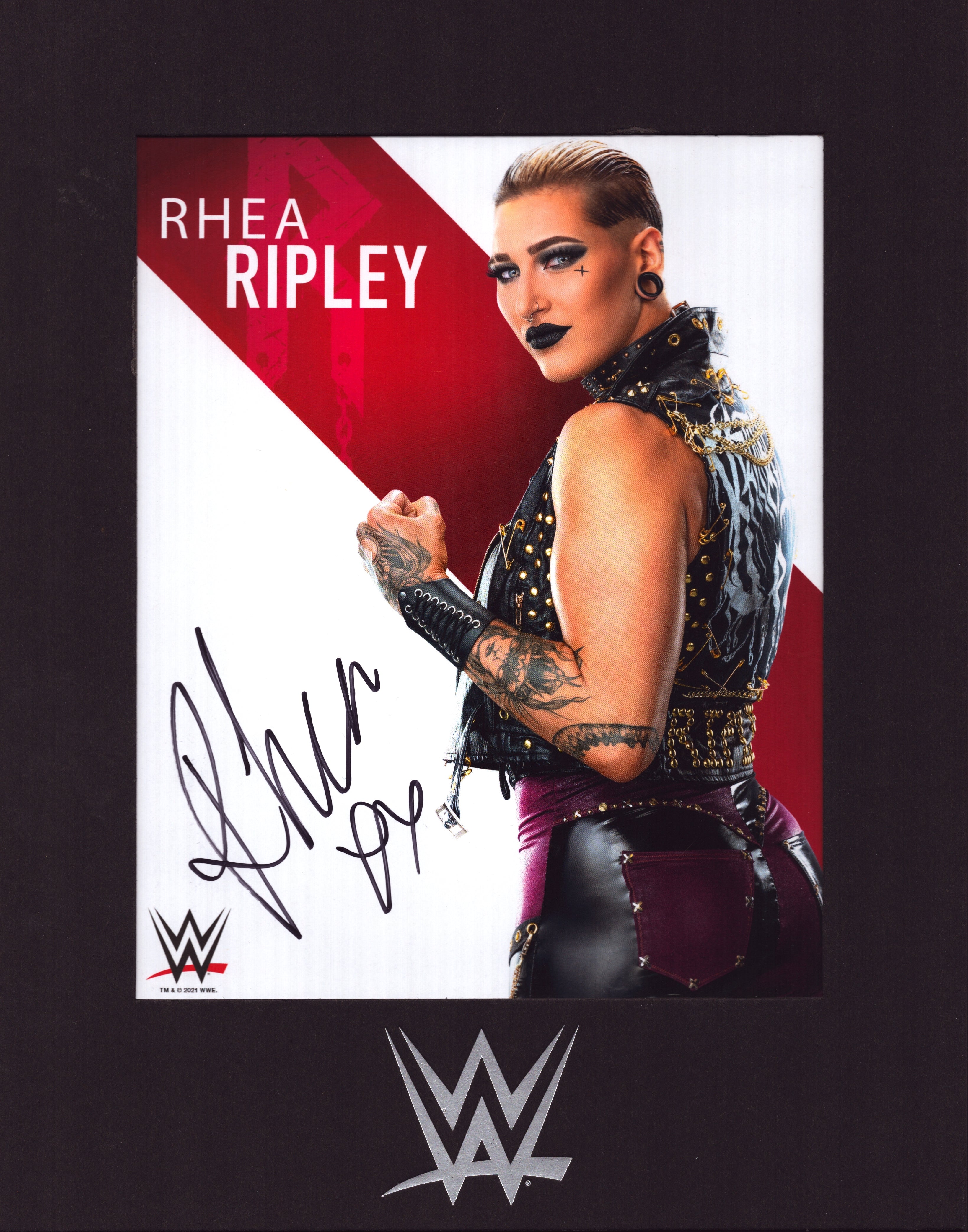 Signed Rhea Ripley Rhea Ripley signed Matted 8x10 Photo – Signed By Superstars