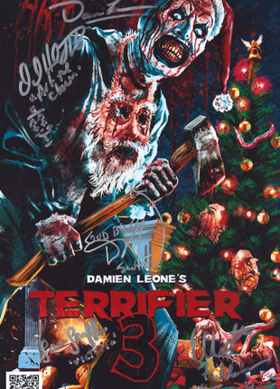 Daniel Roebuck, Samantha Scaffidi, Elliott Fullam, Damien Leone & David Howard Thornton (Terrifier) multi-signed 11x17 Photo