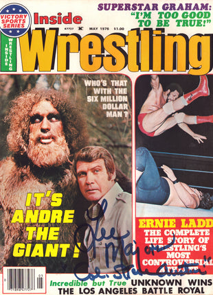 Lee Majors signed Inside Wrestling Magazine May 1976