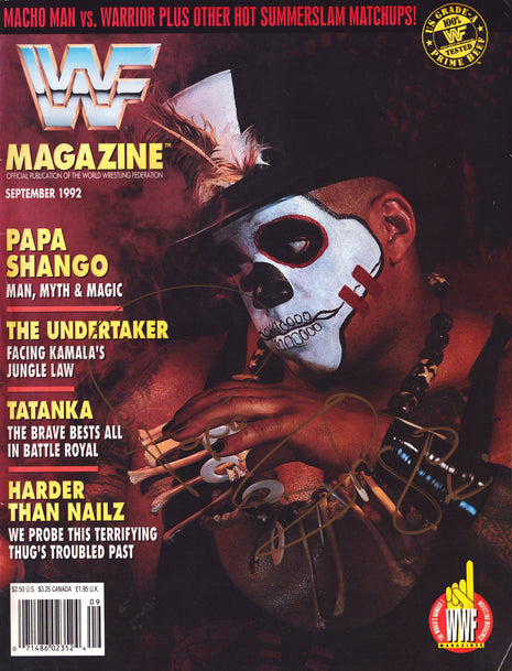 Papa Shango signed WWF Magazine September 1992