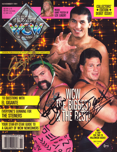 Sting, Lex Luger, Rick Steiner & Scott Steiner multi-signed WCW Magazine November 1991