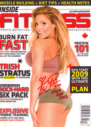 Trish Stratus signed Inside Fitness Magazine February/March 2009