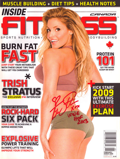 Trish Stratus signed Inside Fitness Magazine February/March 2009