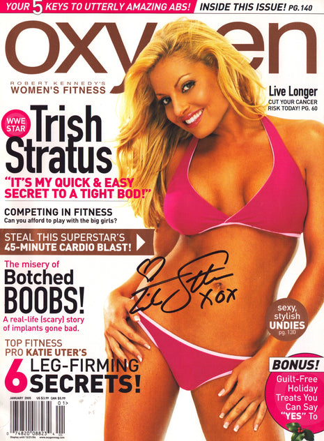 Trish Stratus signed Oxygen Magazine January 2006