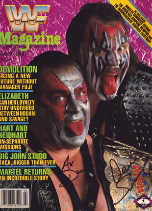 Demolition Ax & Smash dual signed WWF Magazine March 1989