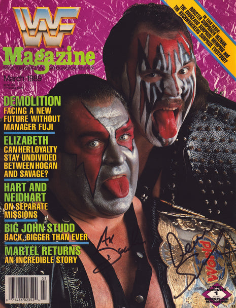 Demolition Ax & Smash dual signed WWF Magazine March 1989