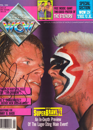 Sting & Lex Luger dual signed WCW Magazine April 1992
