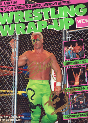 Sting & Ric Flair dual signed WCW Wrestling Wrap-up Magazine Issue 2 1991