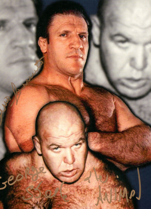Foto de 8x10 firmada por Bruno Sammartino y George Steele