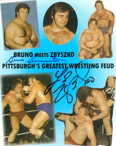 Bruno Sammartino & Larry Zbyszko dual signed 8x10 Photo