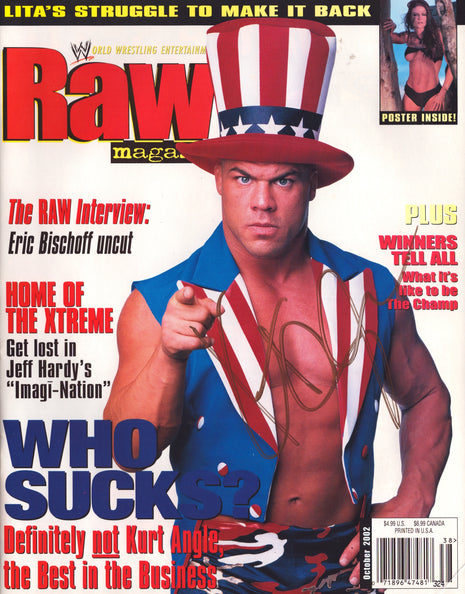 Kurt Angle signed WWE Raw Magazine October 2002