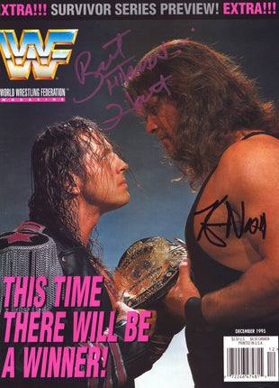 Bret Hart & Kevin Nash dual signed WWF Magazine December 1995