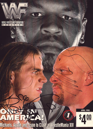 Mike Tyson & Shawn Michaels dual signed WWF Magazine April 1998