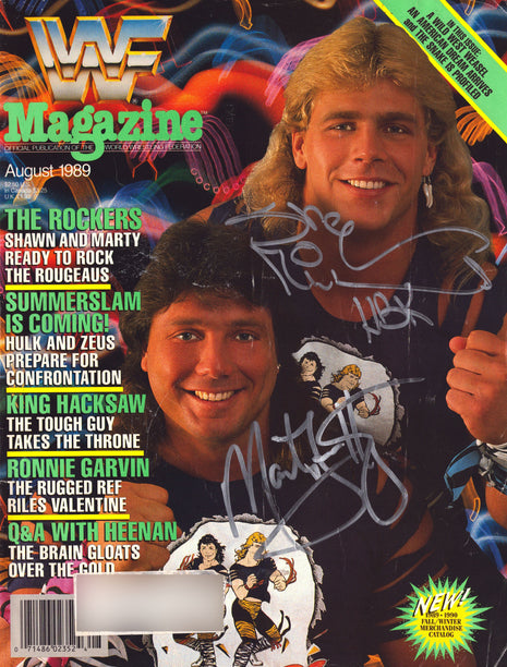 Shawn Michaels & Marty Jannetty dual signed WWF Magazine August 1989