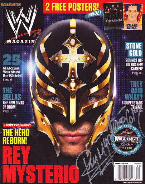 Rey Mysterio signed WWE Magazine February 2014