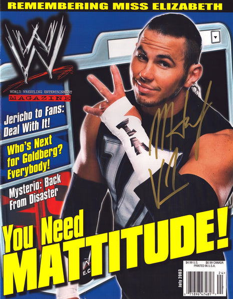 Matt Hardy signed WWE Magazine July 2003