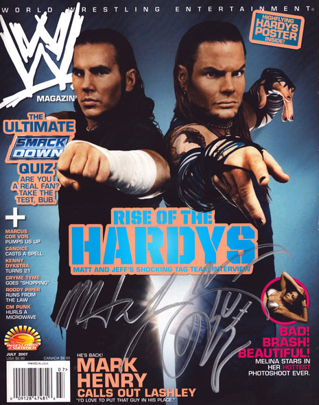 Matt Hardy & Jeff Hardy dual signed WWE Magazine July 2007