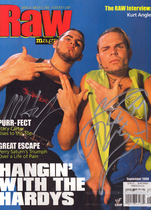 Matt Hardy & Jeff Hardy dual signed WWE Raw Magazine September 2000