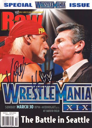 Hulk Hogan & Vince McMahon dual signed WWE Raw Magazine March 2003