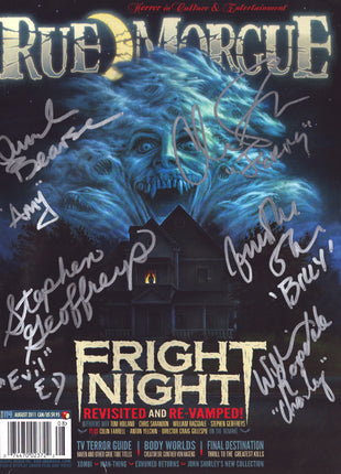 Amanda Bearse, Stephen Geoffreys, Jonathan Stark, & Chris Sarandon multi-signed Rue Morgue Magazine August 2011