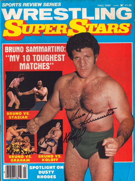 Bruno Sammartino, Ivan Koloff & Billy Graham triple signed Wrestling Superstars Magazine Fall 1980