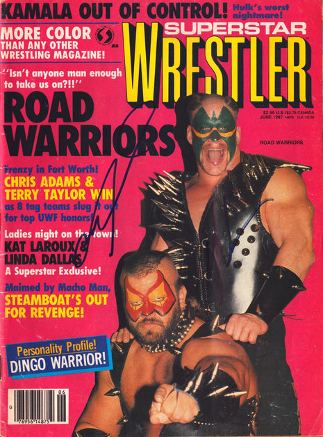 Hawk & Animal dual signed Superstar Wrestler Magazine June 1987