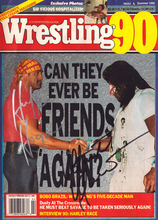 Hulk Hogan & Ultimate Warrior dual signed Wrestling 90 Magazine Summer 1990