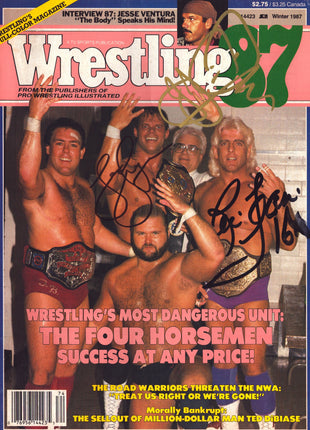 Ric Flair, Lex Luger & JJ Dillon triple signed Wrestling 87 Magazine Winter 1987