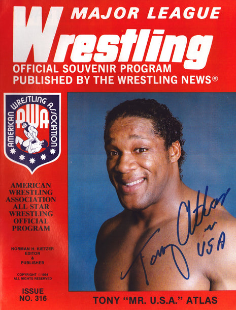 Tony Atlas signed Major League Wrestling Program #316