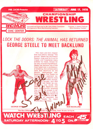 George Steele et Bob Backlund ont signé un double contrat de catch le 17 juin 1978