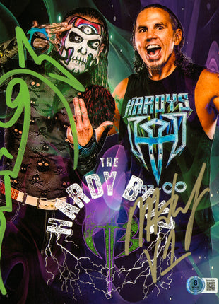 Jeff Hardy & Matt Hardy dual signed 8x10 Photo (w/ Beckett)