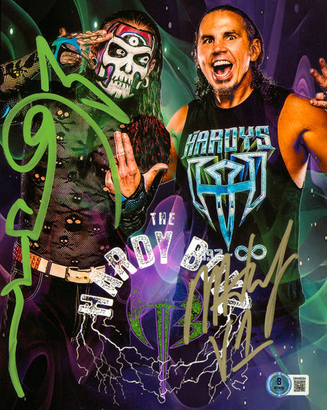 Jeff Hardy & Matt Hardy dual signed 8x10 Photo (w/ Beckett)