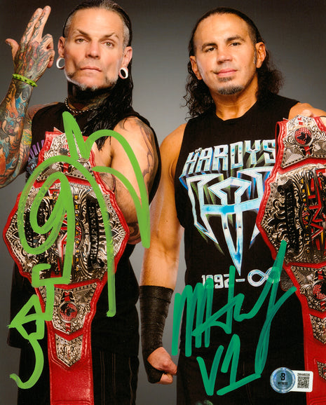 Jeff Hardy & Matt Hardy dual signed 8x10 Photo (w/ Beckett)