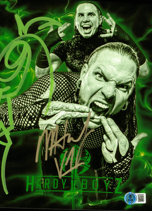 Jeff Hardy & Matt Hardy dual signed 8x10 Photo (w/ Beckett)