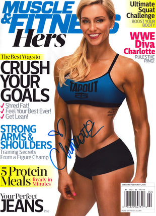 Charlotte Flair signed Muscle & Fitness Magazine January 2016