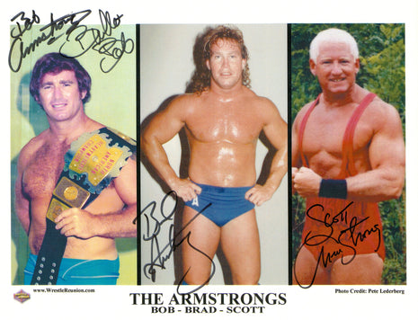Bob Armstrong, Brad Armstrong et Scott Armstrong triplement signés 8x10 Photo