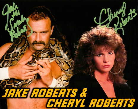 Jake Roberts & Cheryl Roberts dual signed 8x10 Photo